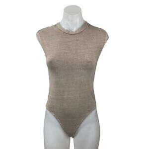 Zara Women's Beige Khaki Crew Neck Sleeveless Neutral Tank Bodysuit Top Size S